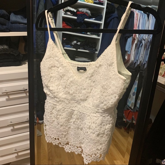A&F white lace peplum tank, Sz. S - Picture 5 of 7